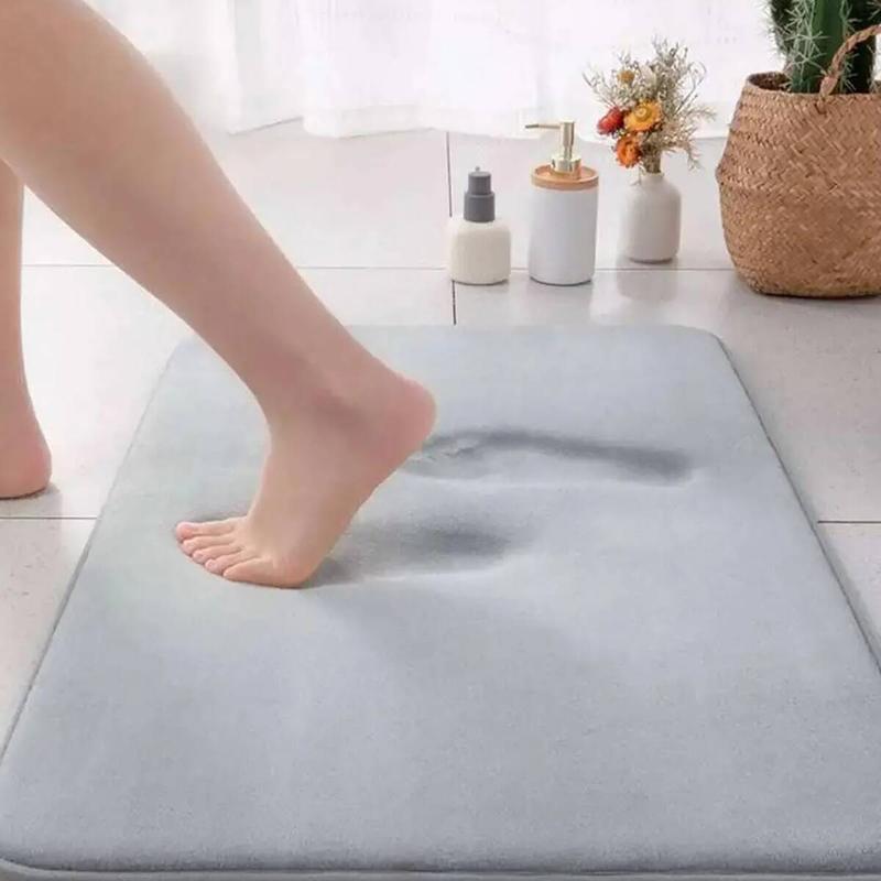 Comfortable Soft Cozy Solid Color Bathroom Mat, 1 Count Super Absorbent Washable Coral Fleece Bathmat, Non-slip Rug, Floor Mat for Kitchen Bedroom Living Room Washroom Toilet, Bathroom Accessories