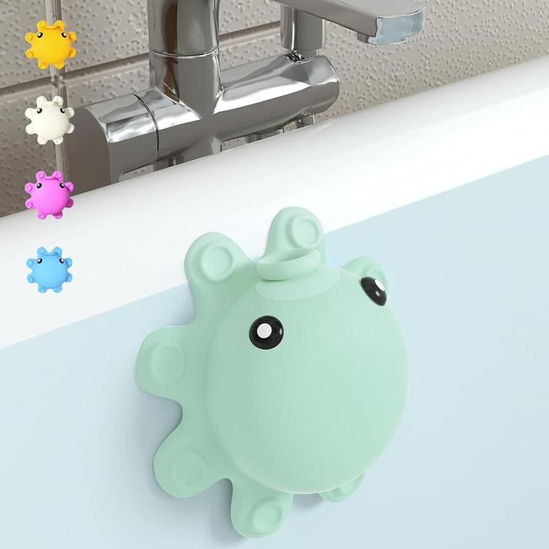 Bathtub Overflow Drain Cover - Silicone Bath Tub Drain Cover, Octopus Tub Overflow Drain Stopper with Suction Cups, Adds Inches of Water for Deeper Bath, Bathroom Spa Relaxing Accessory, Aqua Green