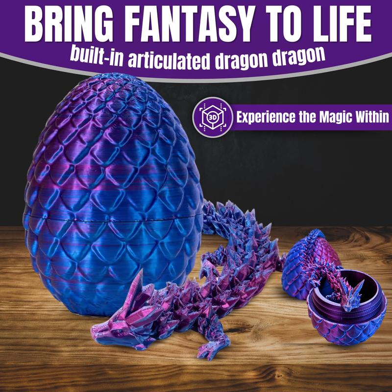 3D Printed Dragon Egg & Dragon Design Figurine, 1 Count Creative Animal Themed Decoration, Ornament for Home Office Bedroom Desk