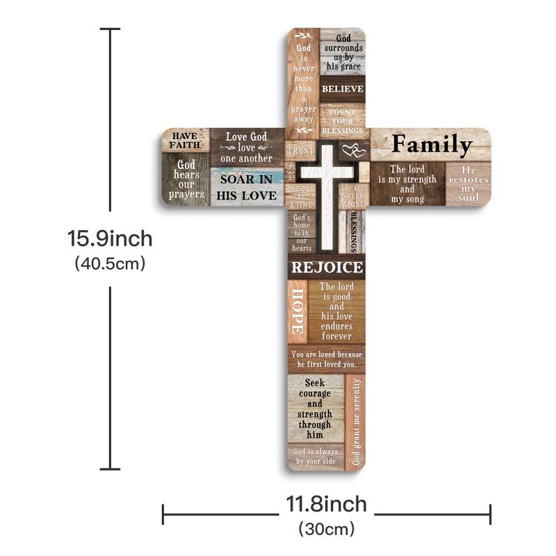 Wooden Wall Cross, 1 Count Wall Mounted Cross, Wall Art Decor for Home Church Farmhouse, Home Decor, Room Decor, Bedroom Decor