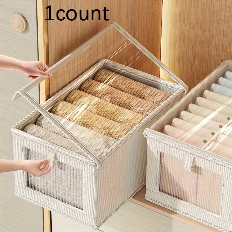 Clothes Storage Box, 1 Count Foldable Clothes Storage Organizer with Clear Lid, Clothes Storage Box for Bedroom, Wardrobe, Home Organizer