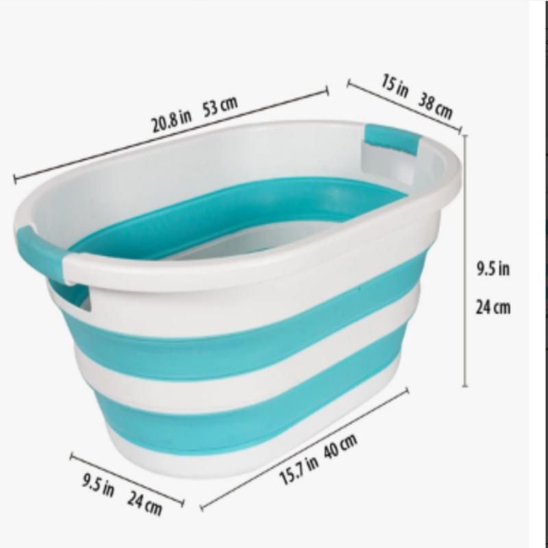 Large collapsible bucket 4.2 gallons (16 L) for home cleaning, camping, etc. - Space saving, multi-purpose cleaning mop bucket - Lightweight and portable (Gray-1) Plastic Laundry Tool