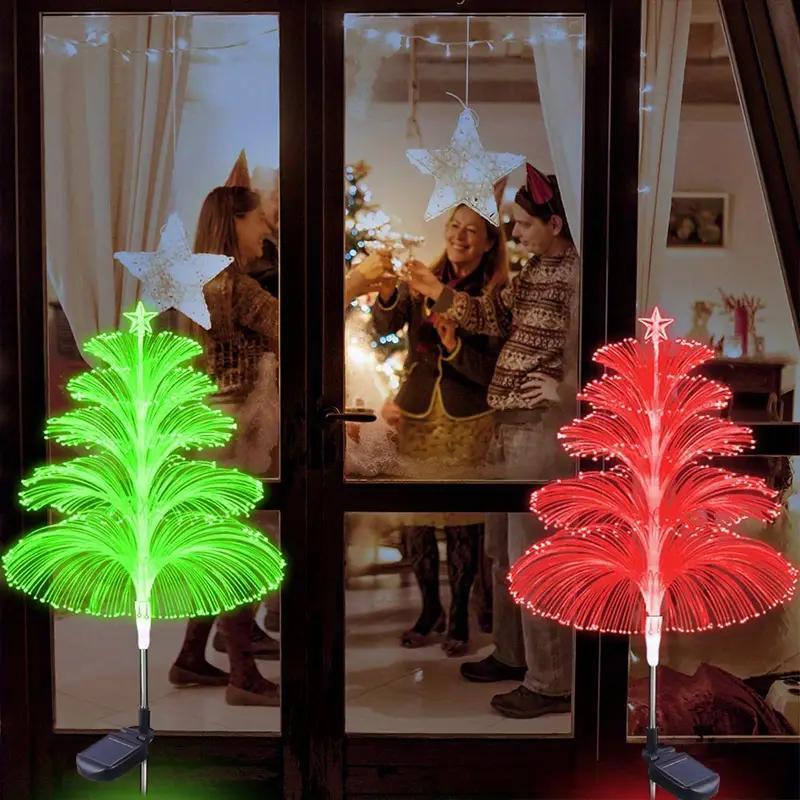 Christmas Solar Powered Tree Shaped Light, 2 4 Counts Waterproof LED Decorative Light Garden Decorations, Outdoor Decorative Light for Garden Path Holiday Decoration