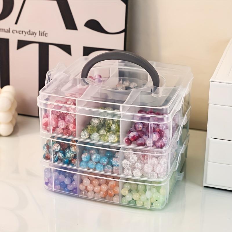 3-tier Storage Box with Lid & Handle, 1 Count Transparent Storage Box, Durable & Spacious Storage Organizer for Home Office