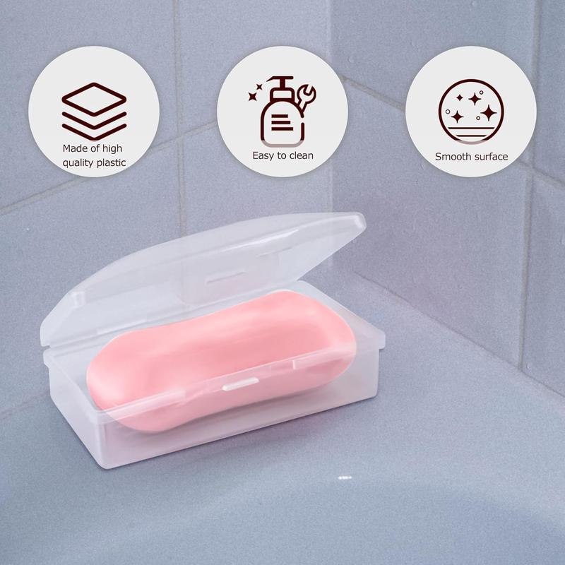 2 Count Clear White Travel Soap Box with lid, Soap Dish, Soap Rest for Bathroom Shower Home Outdoor Gym Fitness