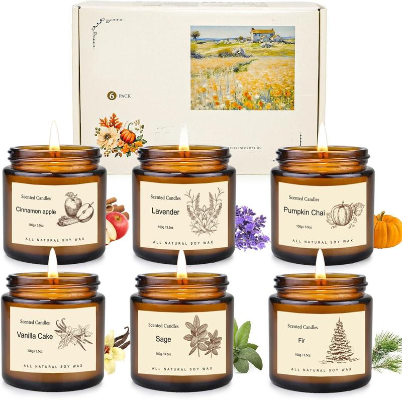 8-pack home scented candles, jar candle gift amber set, aromatherapy Christmas gift Decor Ornaments Decoration Box