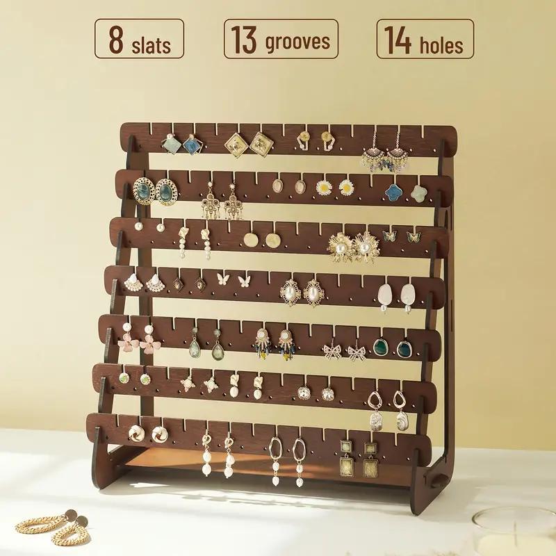 Earring Display Stand, Wooden Earring Display Rack, Large Capacity Earring Storage Rack, Earring Organizer for Home & Jewelry Store