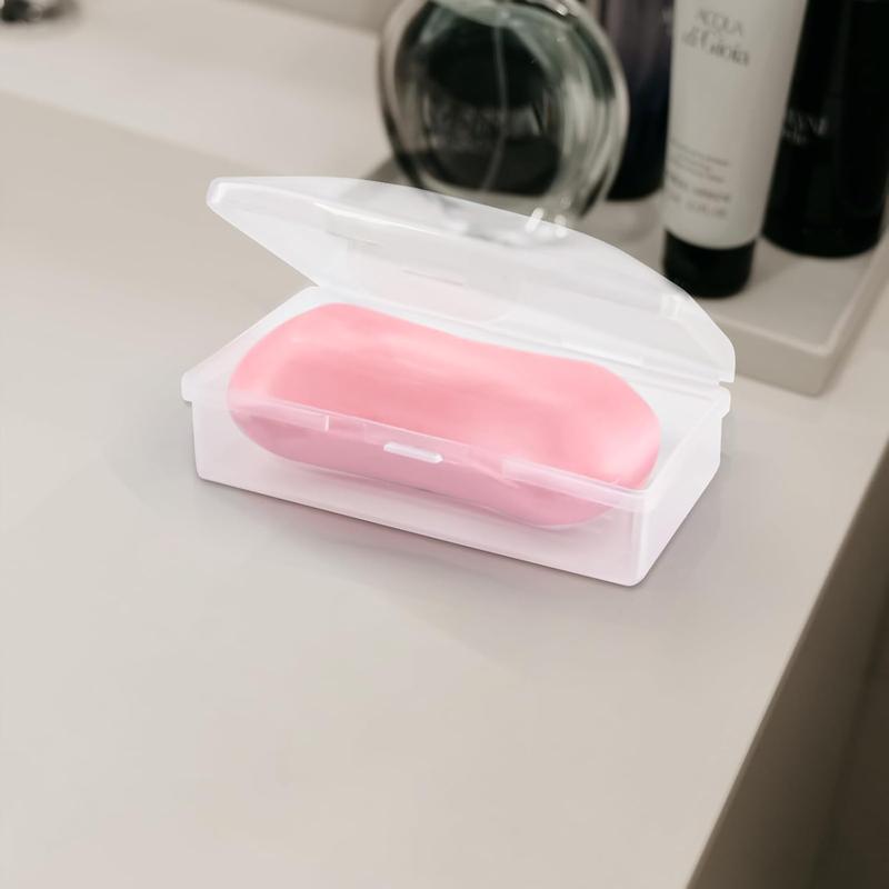 2 Count Clear White Travel Soap Box with lid, Soap Dish, Soap Rest for Bathroom Shower Home Outdoor Gym Fitness