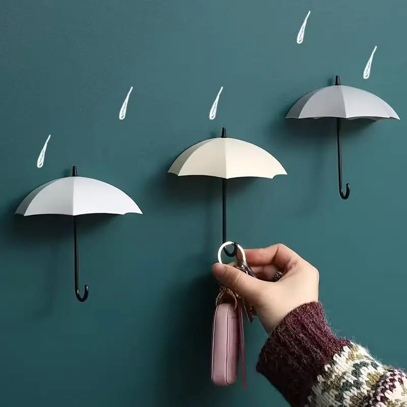 Mini Umbrella Shaped Wall Mounted Hook, 3 Counts set Punch Free Self Adhesive Wall Hook, Multifunctional Home Organizer for Living Room Kitchen Bathroom