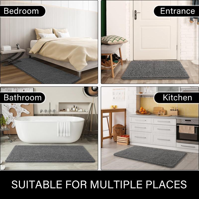 Bathroom Mat Set, 2 Counts set Soft Non-slip Bath Rug, Rectangular Mat, Water Absorbent Bathroom Mat, Bathroom Accessories