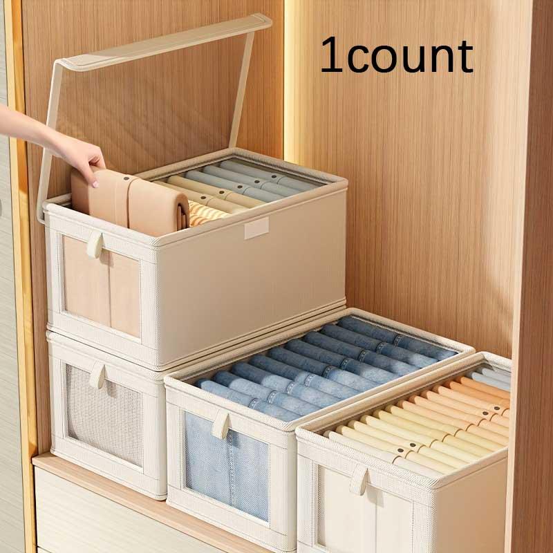 Clothes Storage Box, 1 Count Foldable Clothes Storage Organizer with Clear Lid, Clothes Storage Box for Bedroom, Wardrobe, Home Organizer