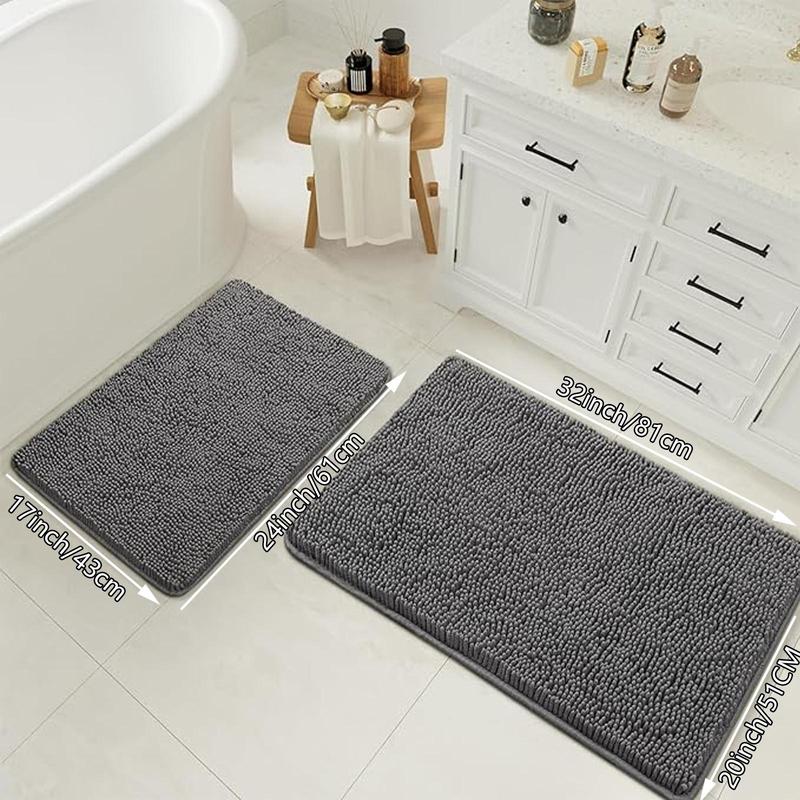 Bathroom Mat Set, 2 Counts set Soft Non-slip Bath Rug, Rectangular Mat, Water Absorbent Bathroom Mat, Bathroom Accessories