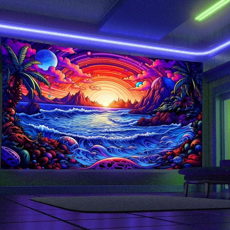 Sunset & Beach Pattern Tapestry, Wall Hanging Tapestry, Wall Art Decor for Home Living Room Bedroom