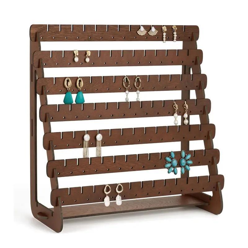 Earring Display Stand, Wooden Earring Display Rack, Large Capacity Earring Storage Rack, Earring Organizer for Home & Jewelry Store