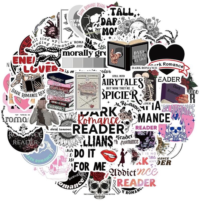 Dark Romance Sticker, 50pcs set Bookish Reading Sticker, Romance Sticker for Adult, Book Lovers Gift, Office Stationery & Supplies