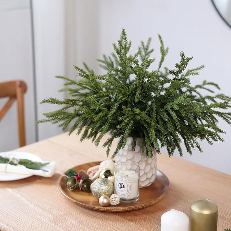 Artificial Norfolk Pine Branches, 1 10pcs Fake Green Pine Stick without Vase, DIY Wreath for Home Scene Layout Decoration