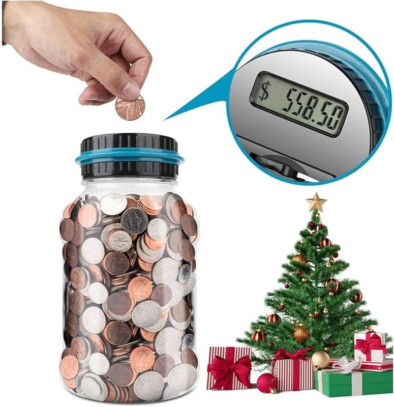 Form good habits,Educational mathtoy, baby education digital piggybank, Refuse to waste，transparent coin jar, liquidcrystal automatic counting coin jar,1.8L large coin counter(Boys and girls) Decor Ornaments Christmas gift