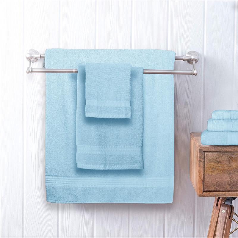 Ultra Soft 8-Piece Towel Set - 100% Pure Cotton, Sky Blue