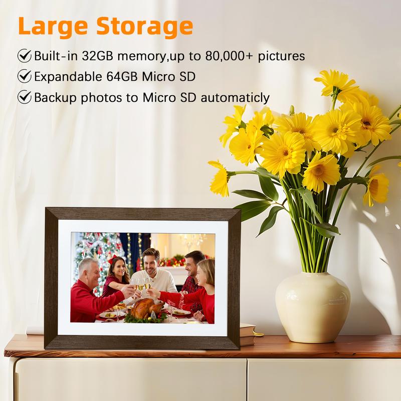 Ekoio Digital Picture Frame 10.1 Inch WiFi,gift idea, IPS Touch Screen Smart Cloud Photo Frame with 32GB Storage, Auto-Rotate Easy Setup to Share Photos or Videos via biu frame APP, Wall Mountable White color and Black color