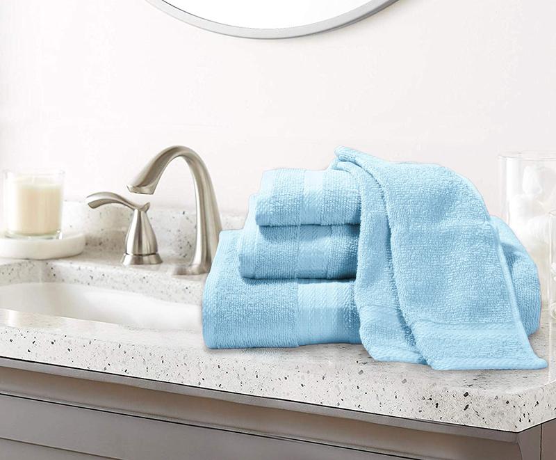 Ultra Soft 8-Piece Towel Set - 100% Pure Cotton, Sky Blue