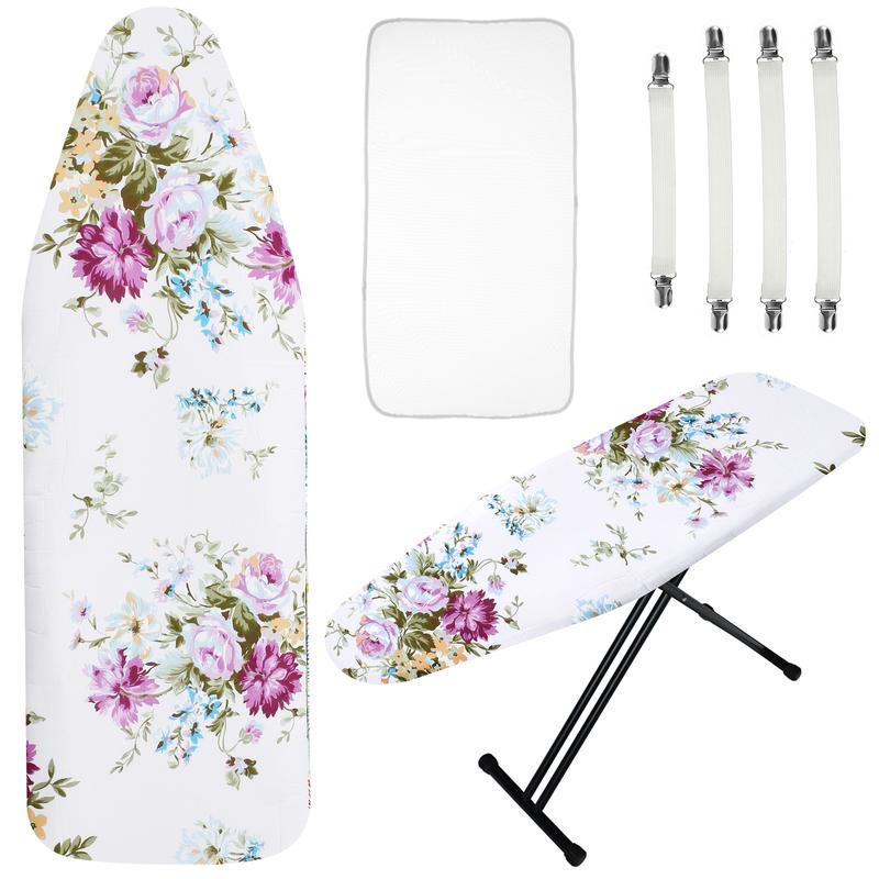 Ironing Board Cover and Pad 57.8×18.8in Ironing Board Cover with Elastic Edges Scorch Resistant Ironing Board Cover Set with Ironing Mat 4 Fasteners Easy Install Printed Pattern for Dorm Laundry