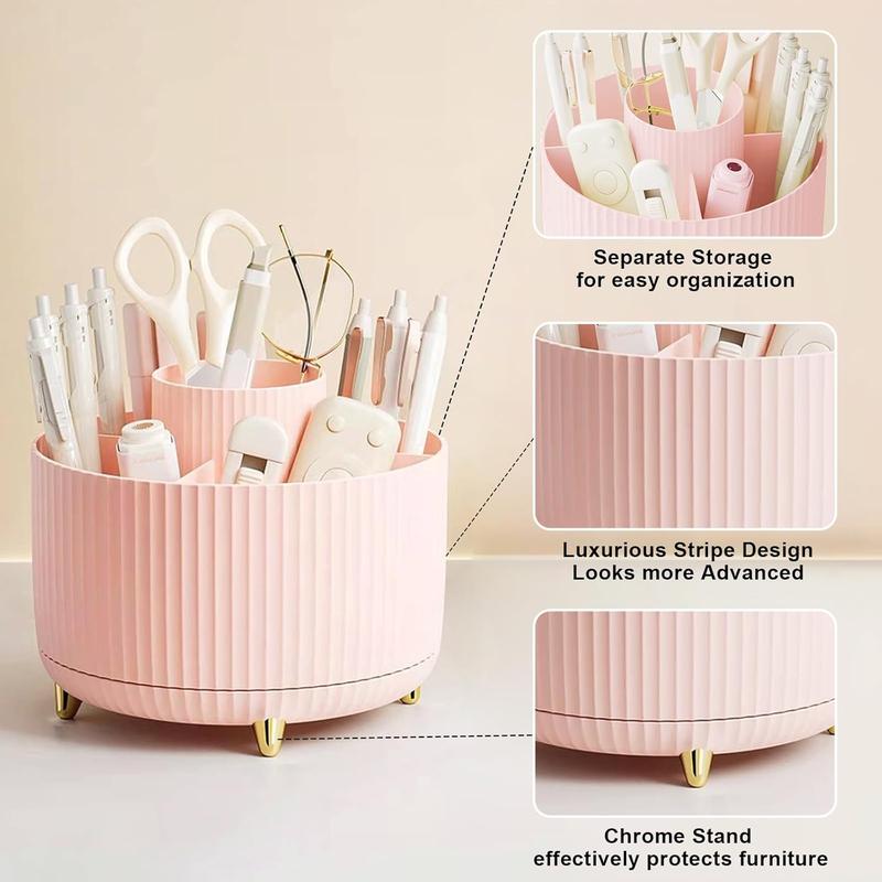 Makeup Brush Holder Organizer,360 Rotating Makeup Brush Organizer,5 Slot Make up Brushes Cup for ,  Polish, Art Supply, Bathroom Vanity Desktop Organizer - Pink