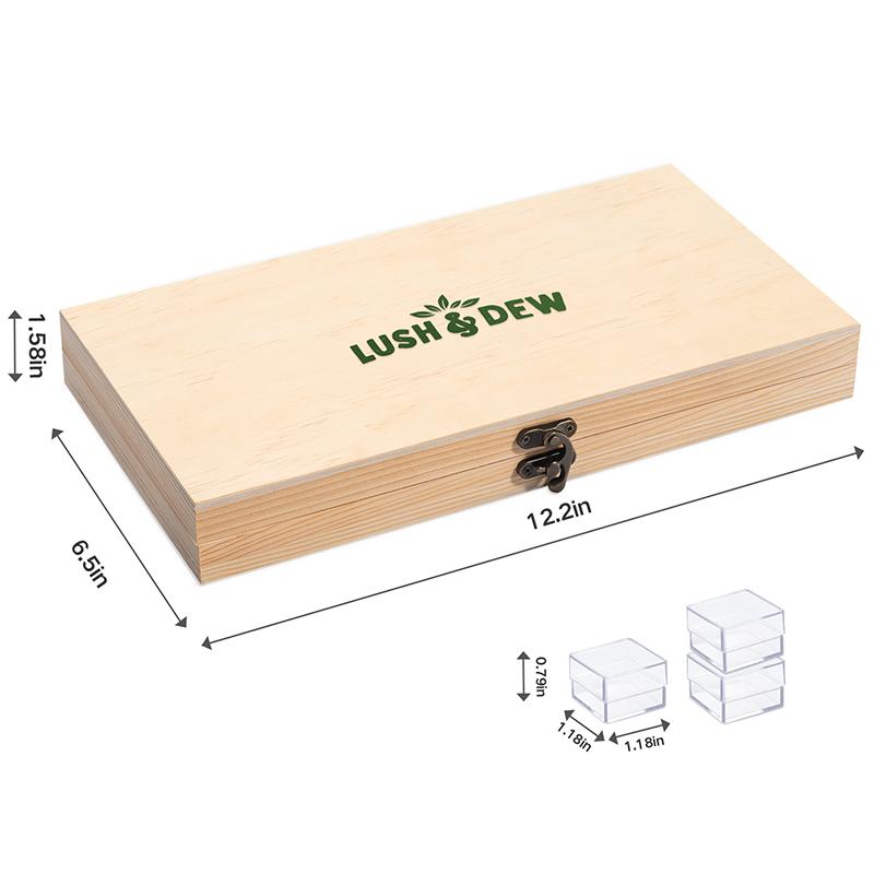 LUSH&DEW Wooden Mega Seed Storage Organizer with 32 Inner Seed Containers with Lids and Label Stickers Box Boxes Case Room