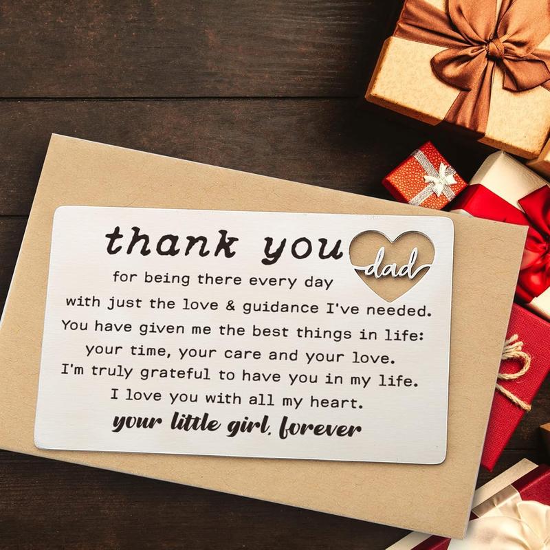 Thank You Dad Engraved Wallet Card Inserts, Dad Gifts from Daughter, Birthday Father's Day Thanksgiving Christmas Valentines Gifts Card for Dad Father Papa