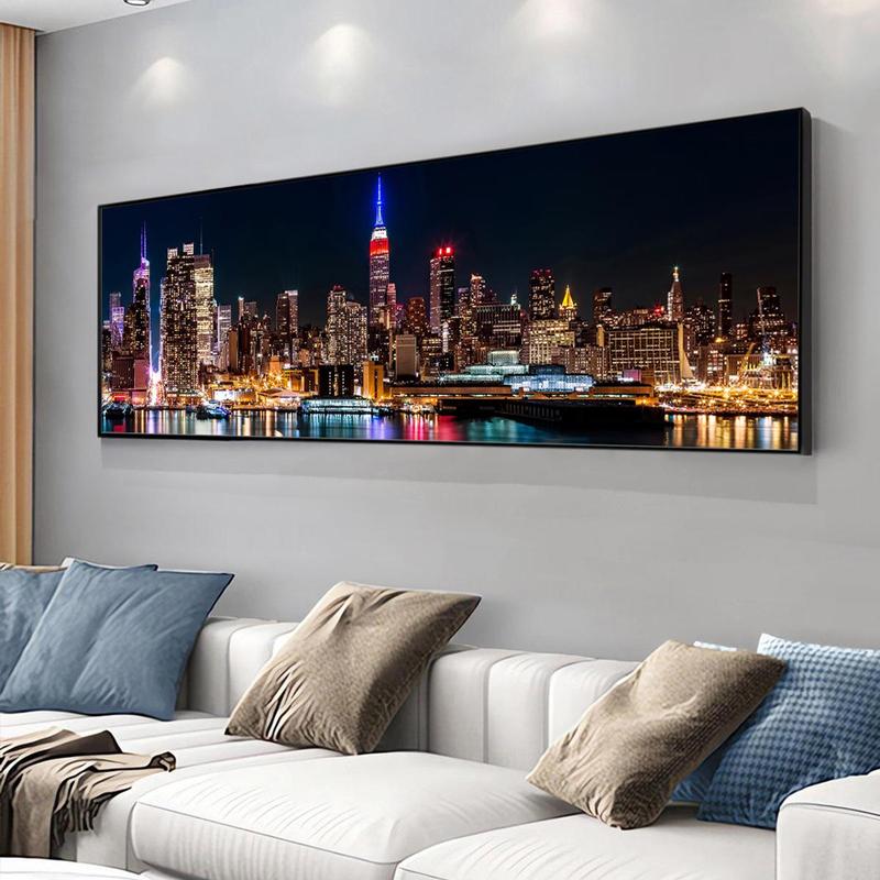 City Night View Canvas Poster without Frame, 1 Count Beautiful City Scenery Painting, Wall Decor for Home Living Room Bedroom Office