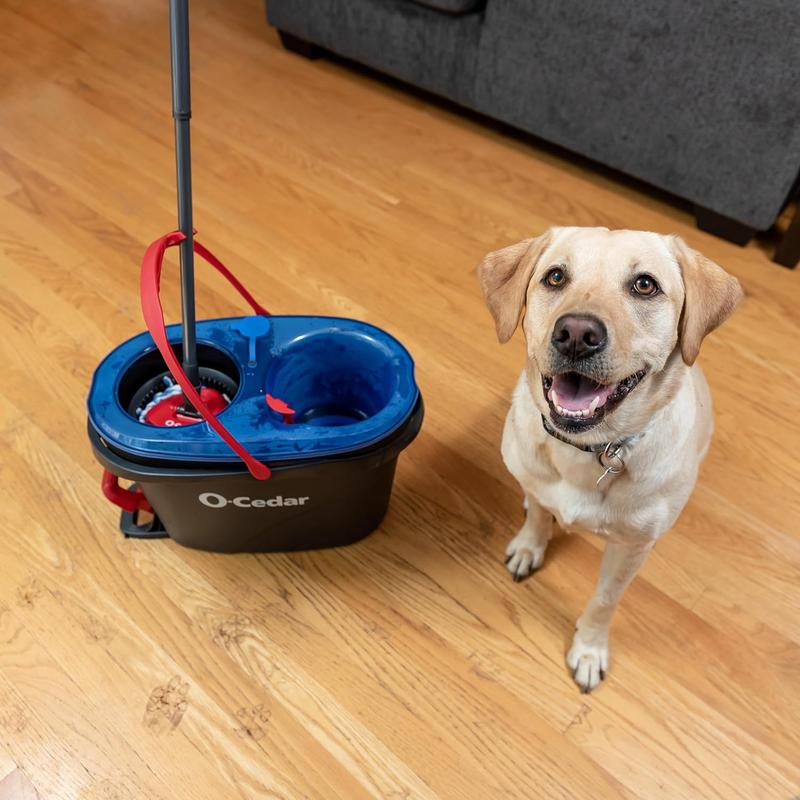 O-Cedar EasyWring RinseClean Microfiber Spin Mop & Bucket Floor Cleaning System, Grey