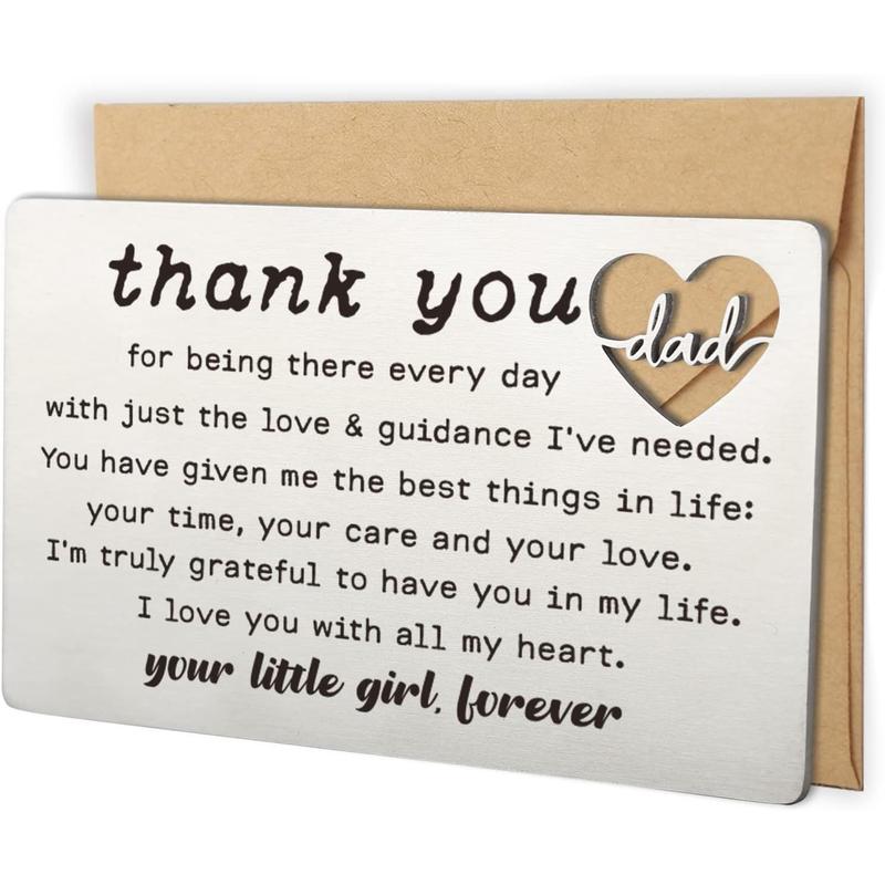 Thank You Dad Engraved Wallet Card Inserts, Dad Gifts from Daughter, Birthday Father's Day Thanksgiving Christmas Valentines Gifts Card for Dad Father Papa