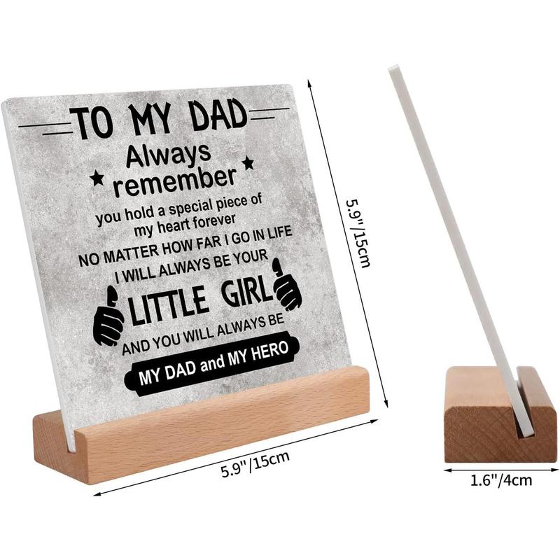 Gift for Dad from Daughter, Dad Christmas Birthday Gift Acrylic Plaque, Dad Gifts for Christmas Desk Decorative Sign for Home Office