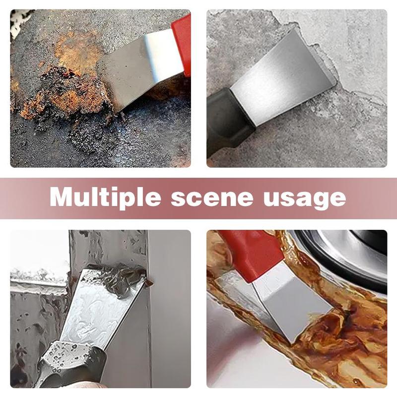 Kitchen Cleaning Scraper, 2 Counts Stainless Steel Household Sanitation Scraper, Kitchen Cleaning Tool for Pot Pan Stove