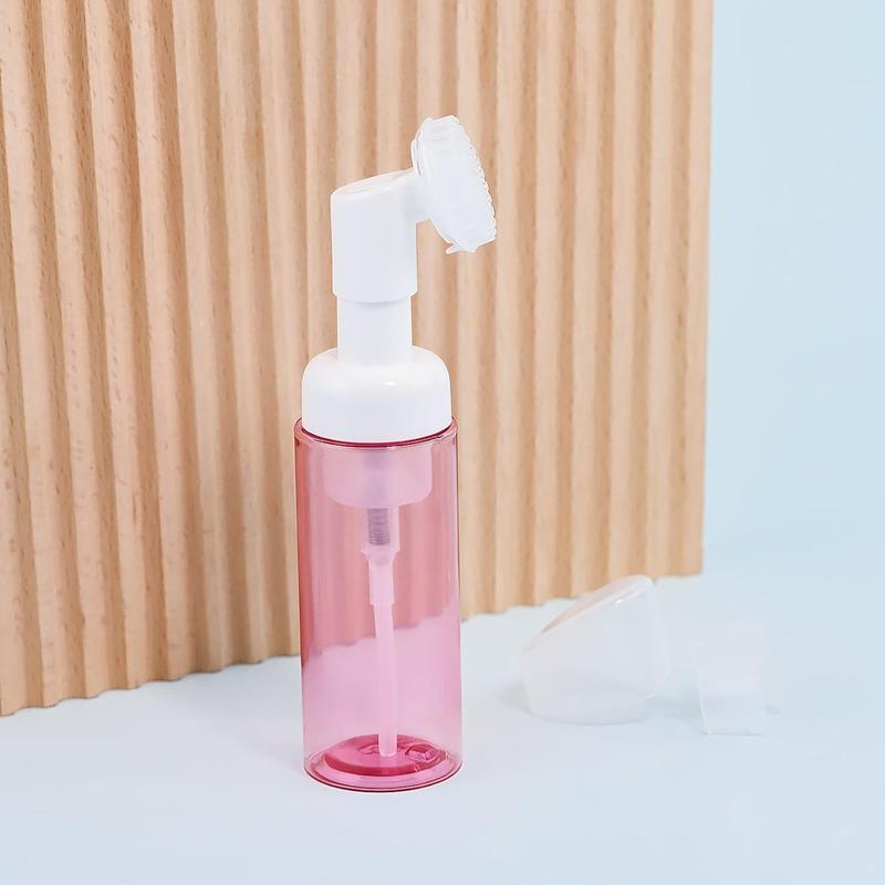 60ml Silicone Brush Foaming Bottle, Refillable Empty Pump Bottles, Clear Foam Dispenser for Liquid Soap & Cream