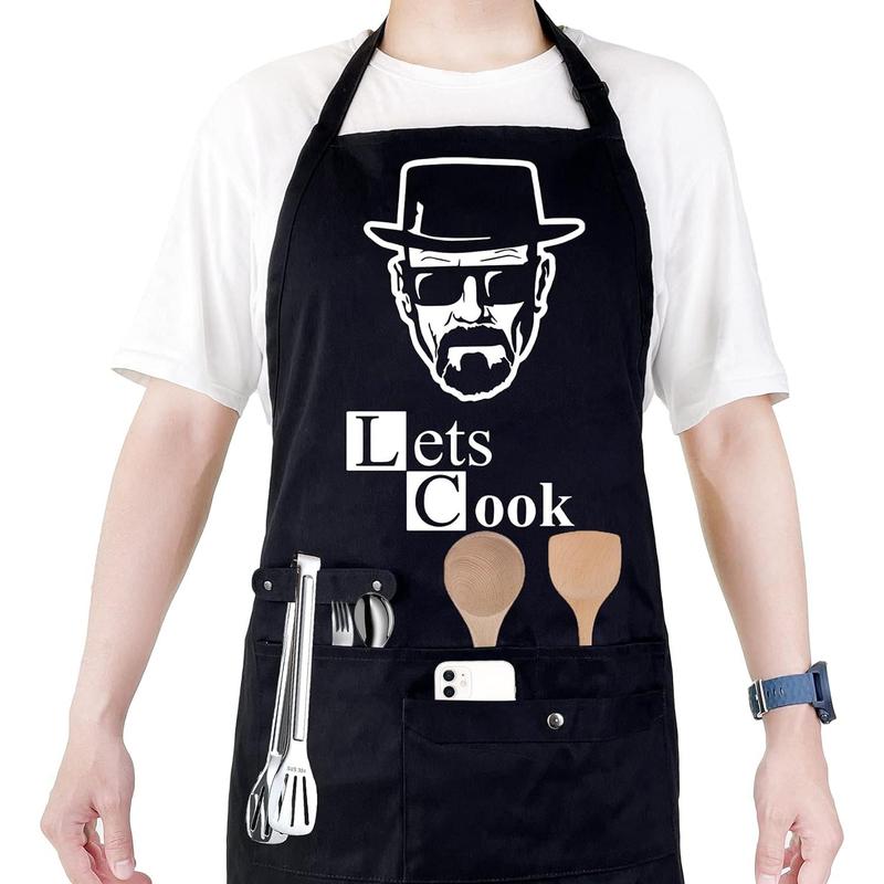 Funny Cooking Chef Apron with Pockets BBQ Kitchen Work Aprons Birthday Dad Creative Gifts