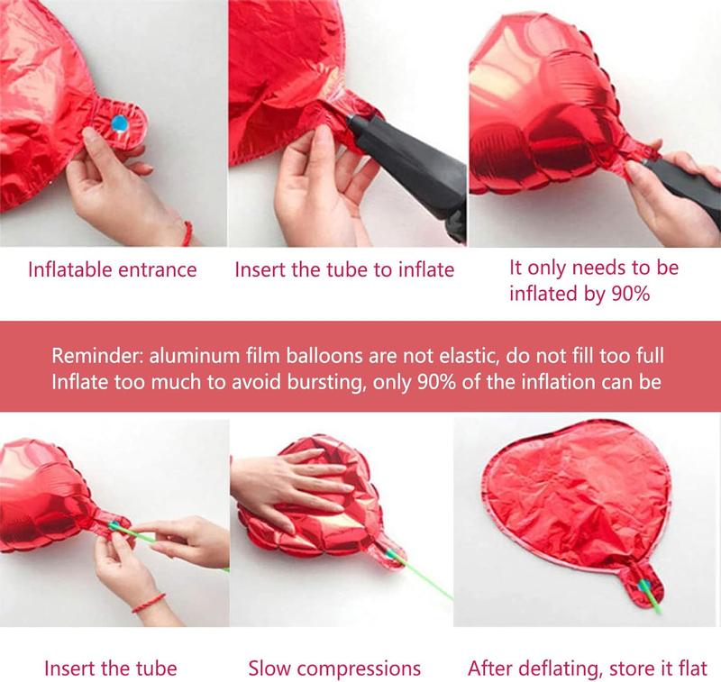 12 count Red Heart Shape Foil Balloons, 18