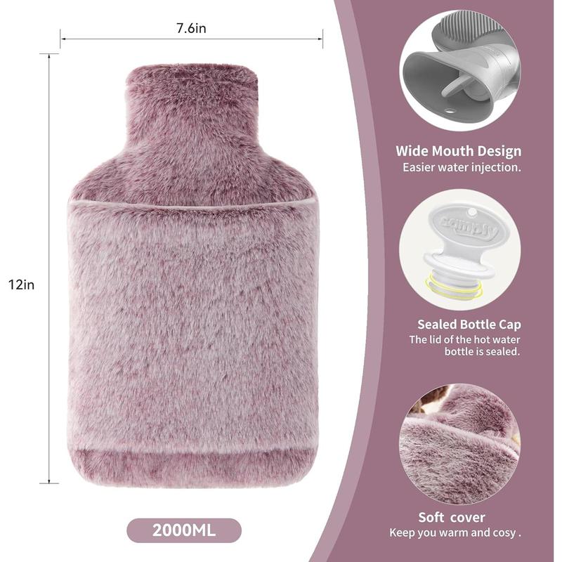 Hot Water Bottle with Cover - 2L Hot Water Bottle with Hand Pocket for Warming Hands and Feet