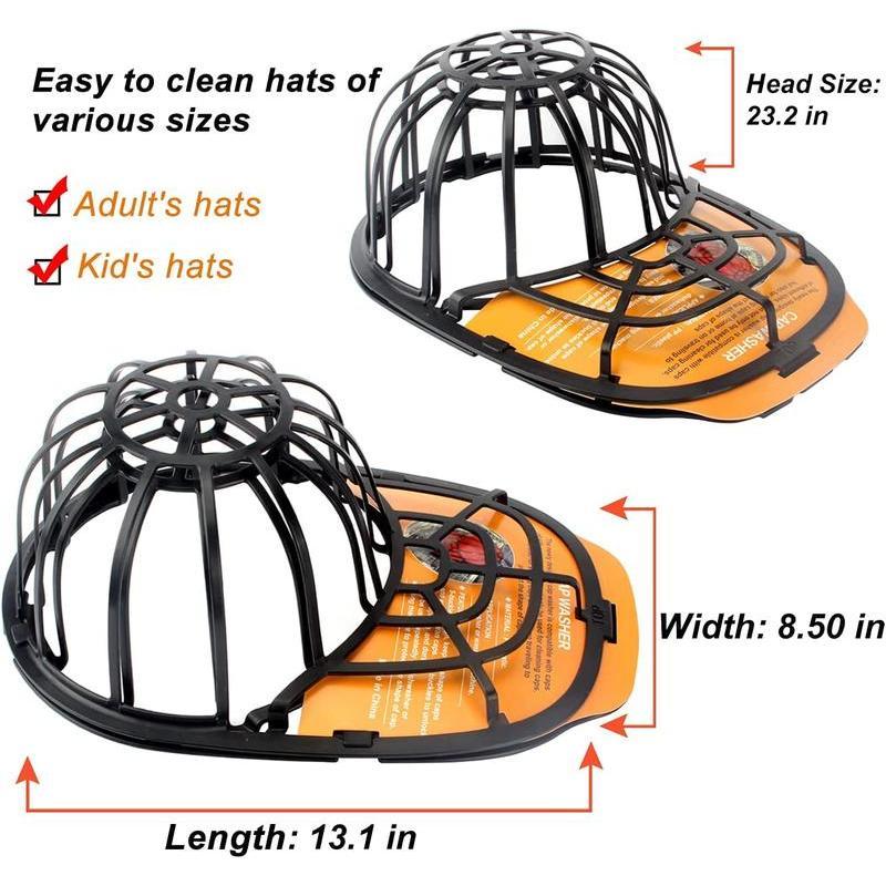 Hat Washer Cage, Upgradedd Baseball Cap Washer for Dishwasher Washing Machine, Hat Cleaner Protector Fit for Adult and Kids Hats, Black Accessories Cleaning