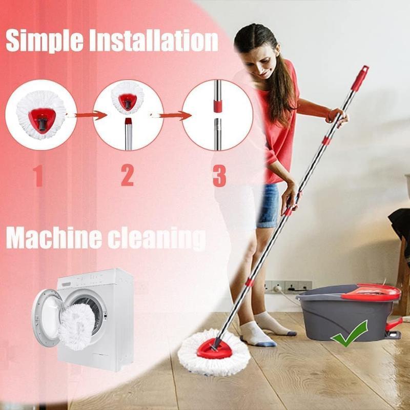 Spin Mop Replacement Head & Base & Handle Set, 1 Set Multifunctional Replacement Head & Mop Set, Long Handle Mop for Cleaning Room, Home Care Supplies