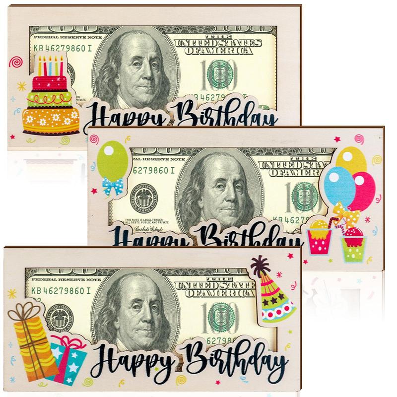 Wooden Birthday Money Gift Holder, 1 Count Happy Birthday Cash Envelope, Birthday Money Gift, DIY Money Holder, Birthday Present for Birthday Party