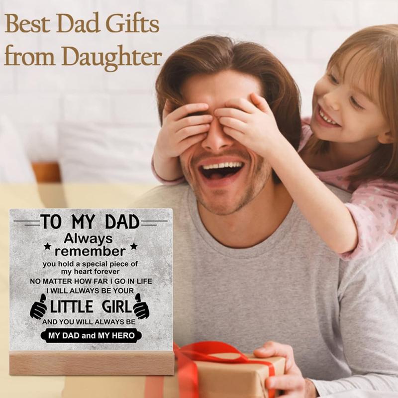 Gift for Dad from Daughter, Dad Christmas Birthday Gift Acrylic Plaque, Dad Gifts for Christmas Desk Decorative Sign for Home Office