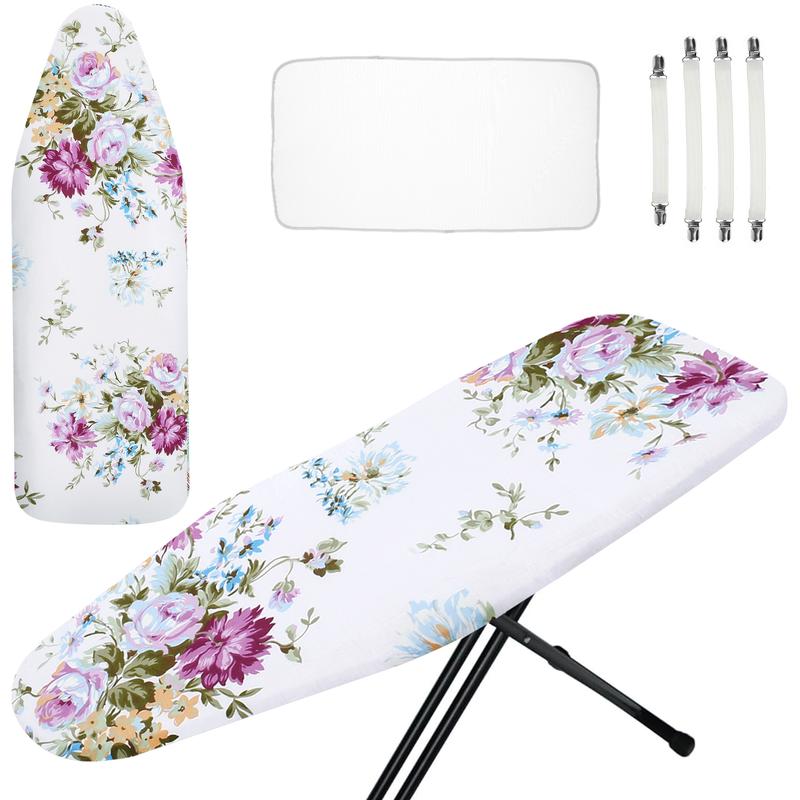 Ironing Board Cover and Pad 57.8×18.8in Ironing Board Cover with Elastic Edges Scorch Resistant Ironing Board Cover Set with Ironing Mat 4 Fasteners Easy Install Printed Pattern for Dorm Laundry