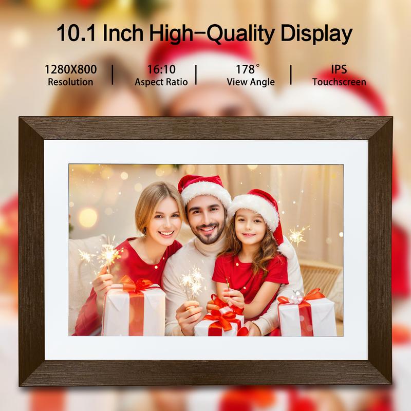 Ekoio Digital Picture Frame 10.1 Inch WiFi,gift idea, IPS Touch Screen Smart Cloud Photo Frame with 32GB Storage, Auto-Rotate Easy Setup to Share Photos or Videos via biu frame APP, Wall Mountable White color and Black color