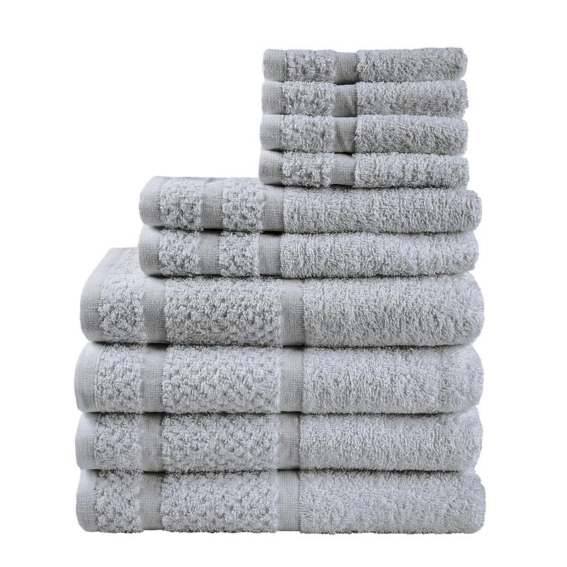 Mainstays Grey 10 Piece Towel Set - Upgraded Softness & Durability