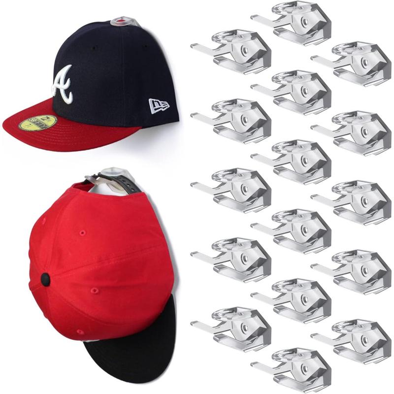 Hat Hooks- Hat Rack for Baseball Caps, Minimalist Hat Display, Strong Hold Hangers for Wall - U.S. Patent Pending, Clear