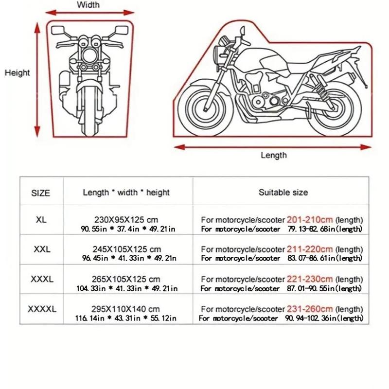 Motorcycle Waterproof Cover, Dustproof & Anti-theft Motorcycle Cover, Reflective Strip Design Universal Motorcycle Cover