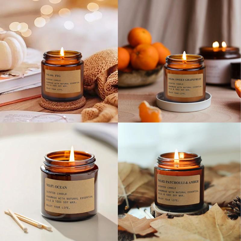 8-pack home scented candles, jar candle gift amber set, aromatherapy Christmas gift Decor Ornaments Decoration Box