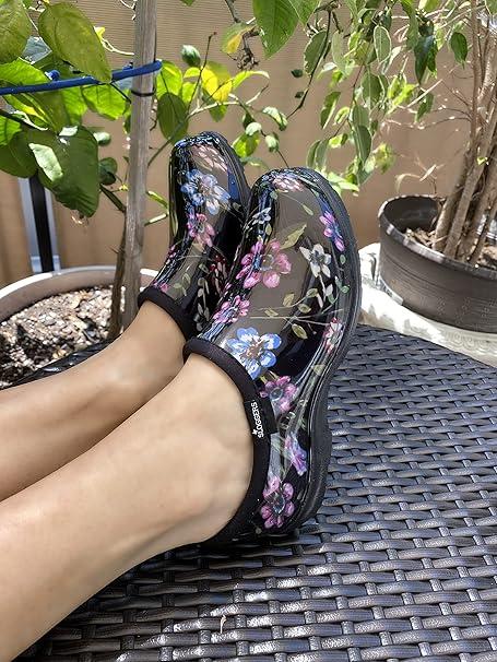 Sloggers Original Waterproof Rain and Garden Shoe for Women – Ditsy Spring Black - Made in The USA with Premium Comfort Insole