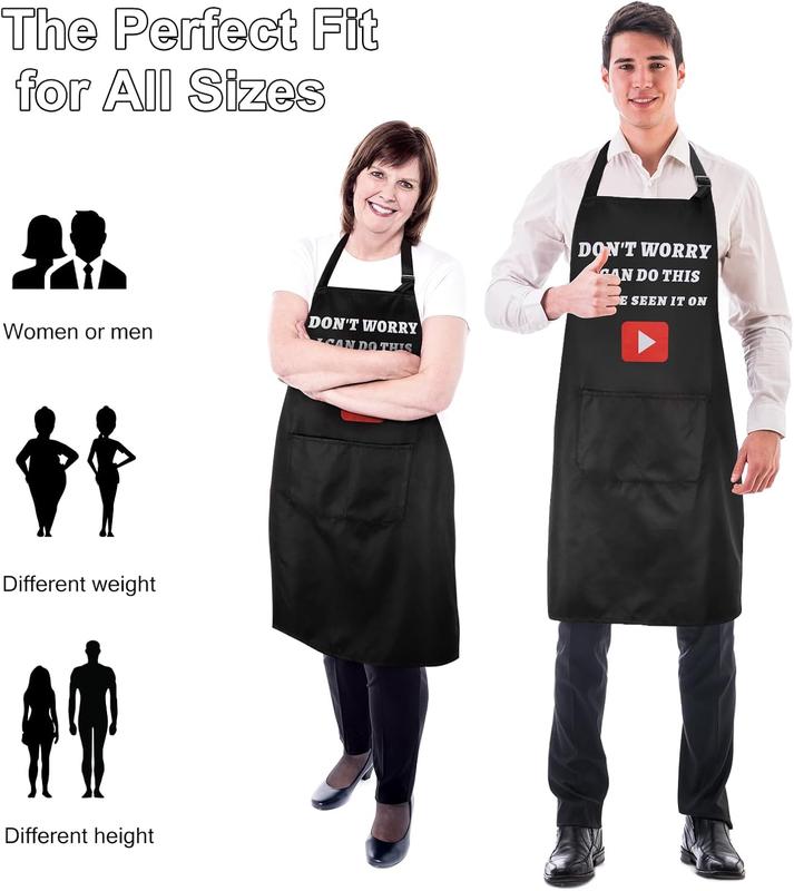 Funny Aprons for Men Black Apron Gift for Father, Husband, Chef Cooking Bib Apron for Kitchen Baking Gardening