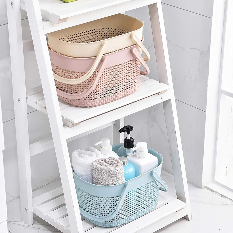 2 Pack Plastic Shower Caddy Basket, Portable Organizer Storage Tote with Handles Toiletry Bag Bin Box for Bathroom, College Dorm Room Essentials, Kitchen, Camp, Gym, Pink